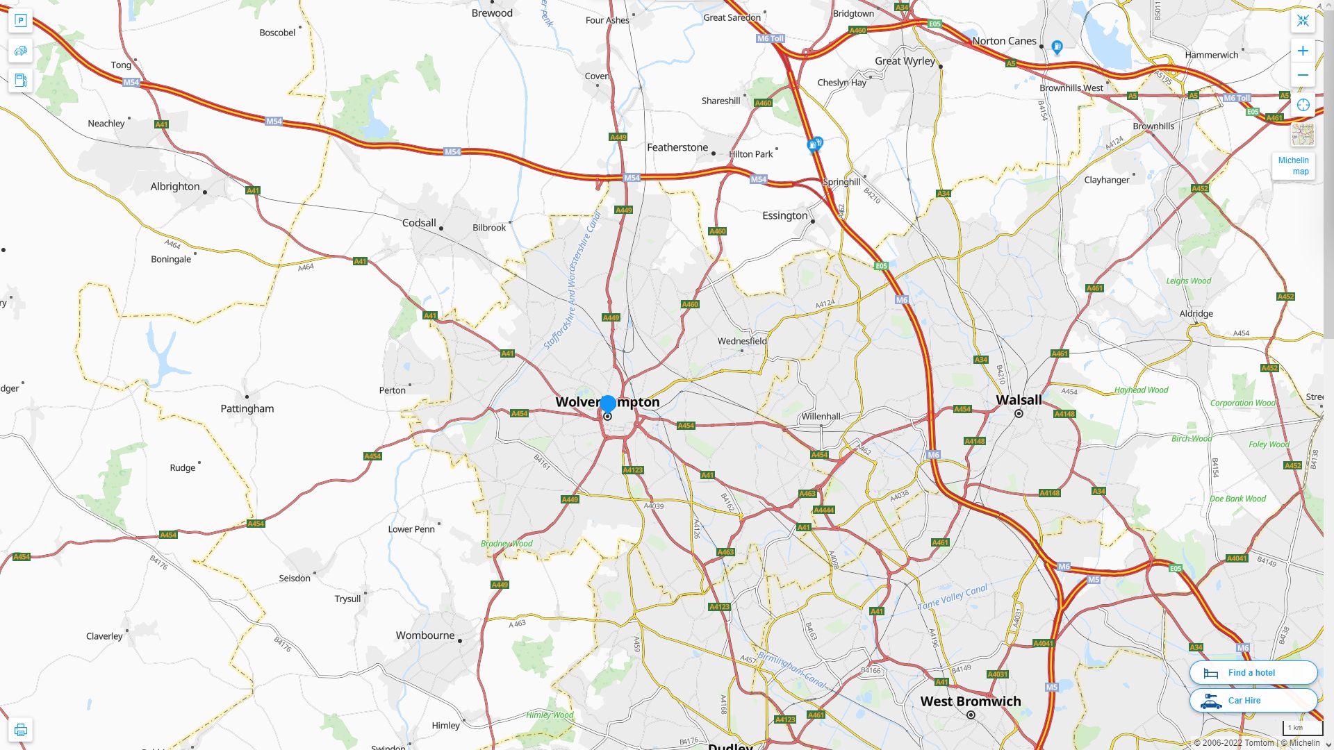 Wolverhampton Royaume Uni Autoroute et carte routiere